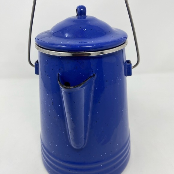 Blue Speckled Enamel Coffee Pot - Picture 2 of 8